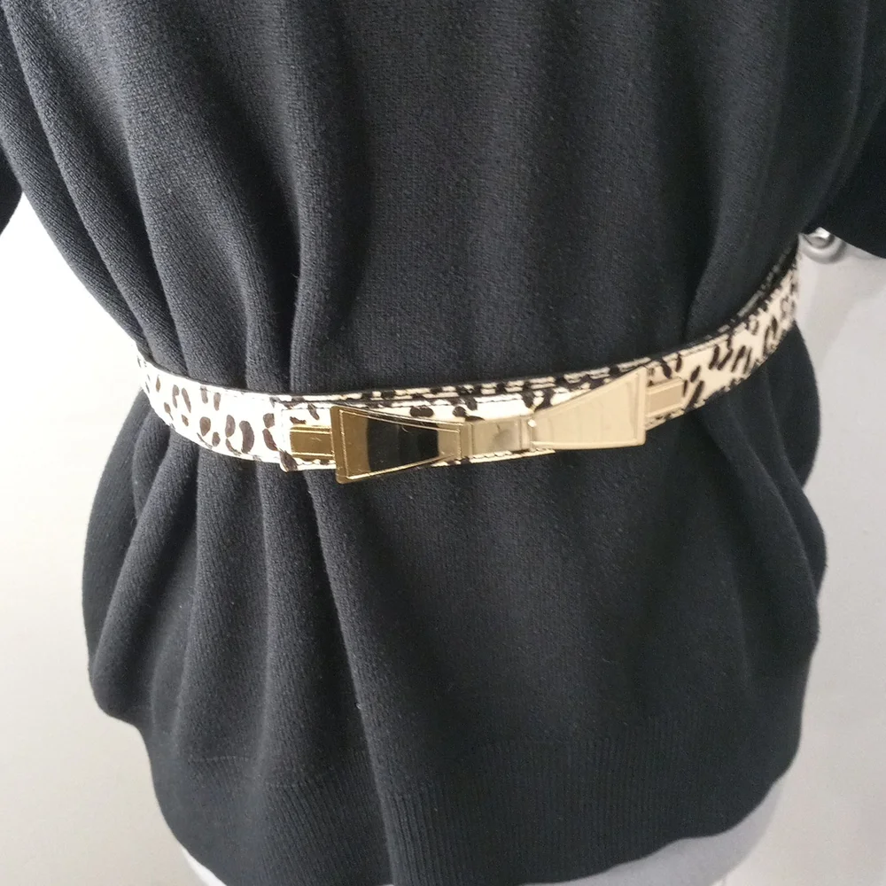 Animal Print Belt with Gold Tone Buckle. Size S